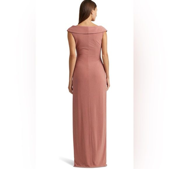 NWT Lauren Ralph Lauren salmon evening gown with wrap detailing size 8 - Picture 2 of 13
